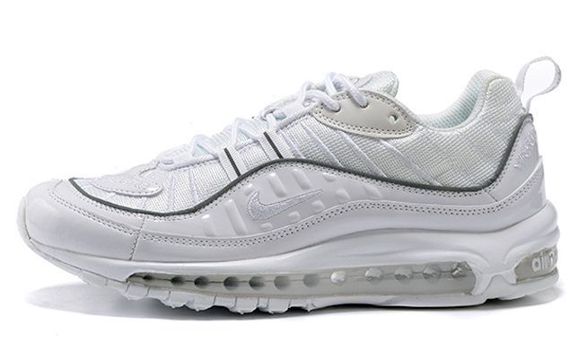 Nike Air Max 98 Supreme x White, белые, кожа, текстиль, мужские, женские