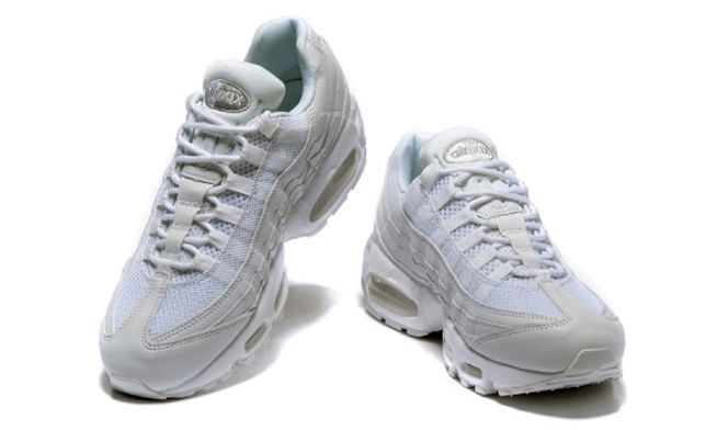 Nike Air Max 95 All White (40-45), белые, нейлон, текстиль, кожа, мужские