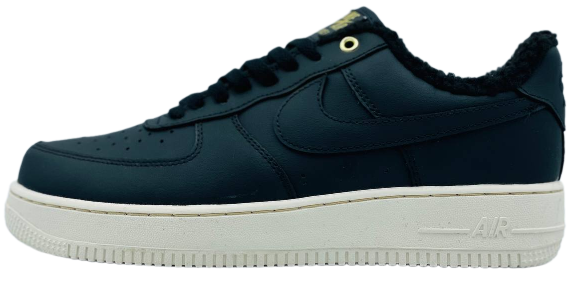 Nike  Air Force 1 Low черно-белые с мехом